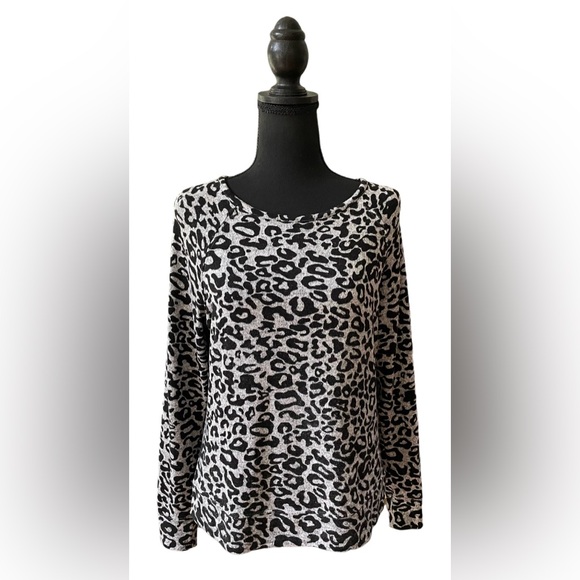 Emily Daniels Sweaters - Emily Daniel’s: Gray and Black Leopard Print Lightweight Sweater